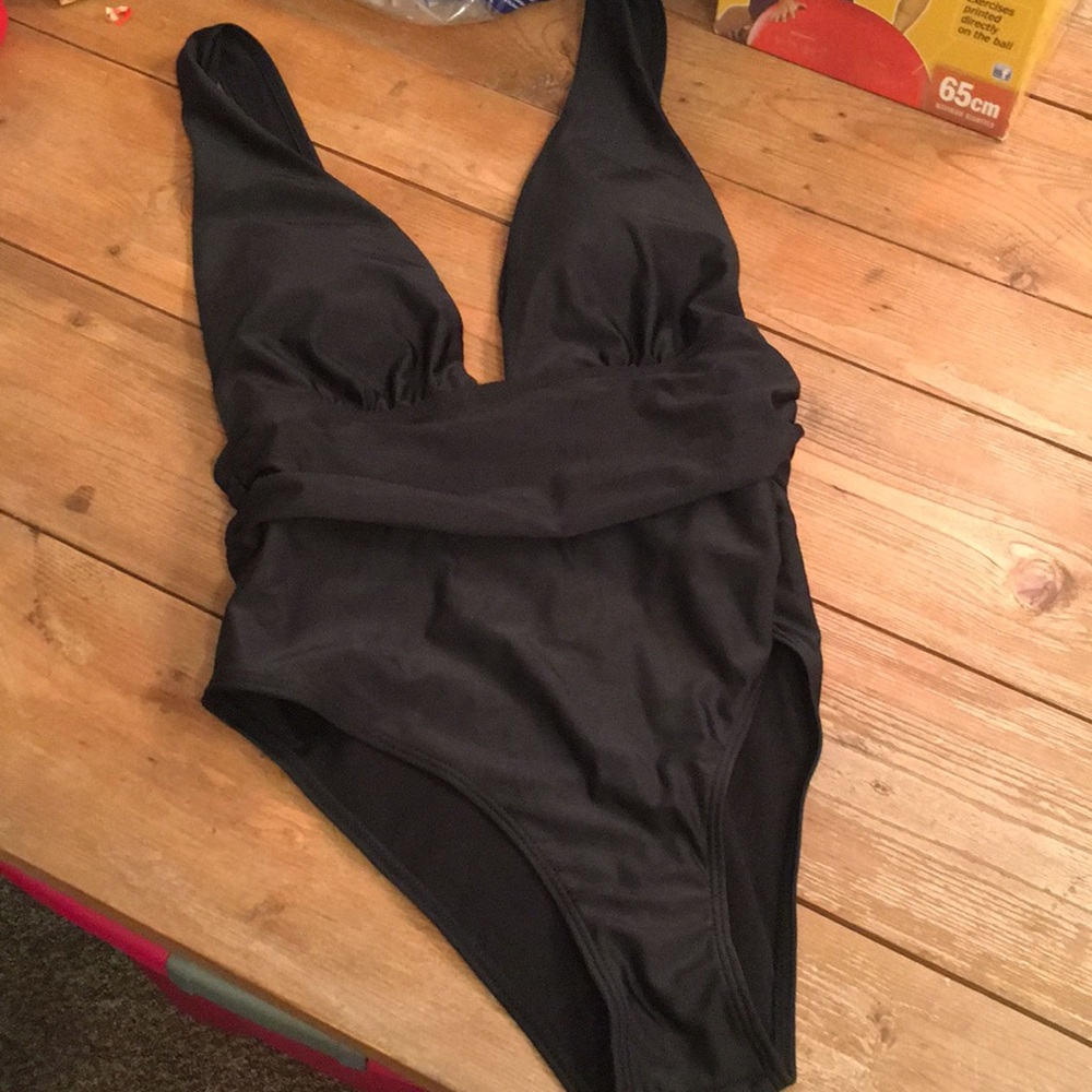 Black V neck bathing suit